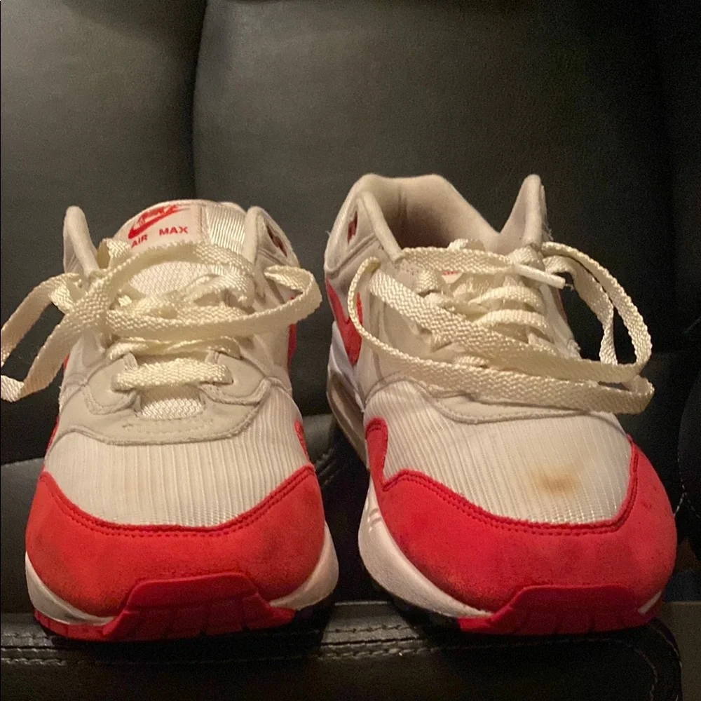 Nike AIR MAX!!! Red and White Sneakers Classic Design BX1 - Picture 5 of 13